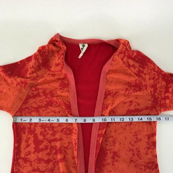 Free People Tie Dye Waffle Knit Open Cardigan Women's XS Pockets Thermal Stretch - Picture 5 of 9